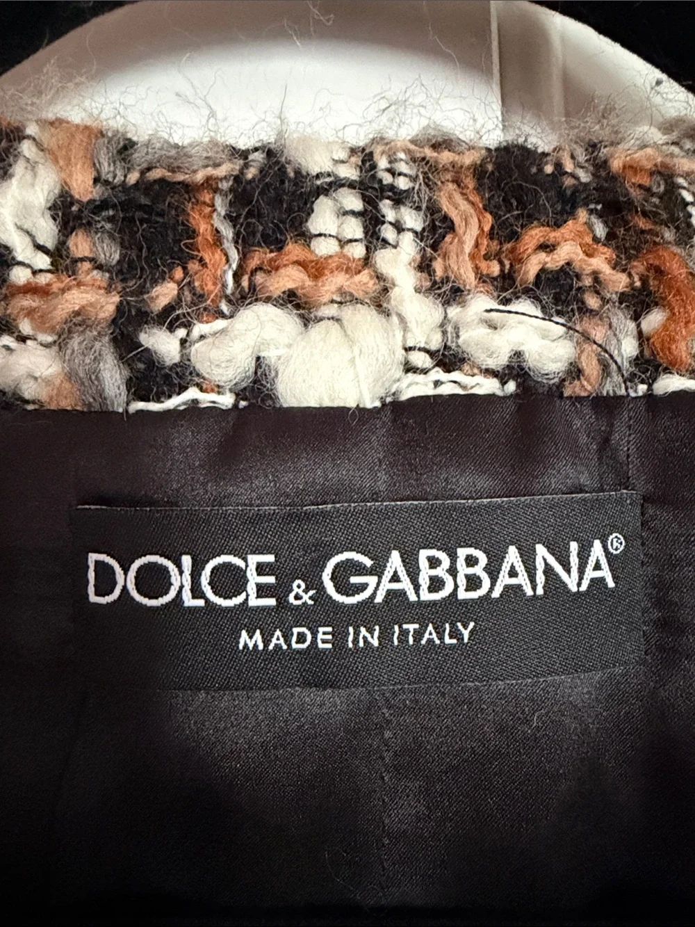 Dolce & Gabbana Brown Black White Tweed Blazer Jacket 42 , 3/4 sleeve .